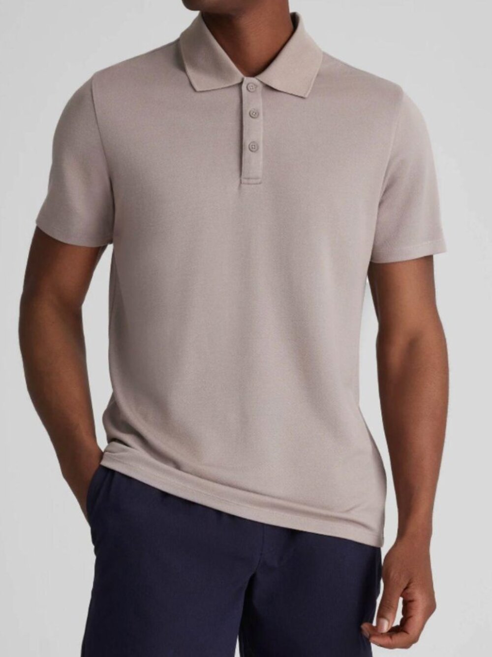 Tommy John Premium Pique Polo in Cinder (taupe/warm gray)